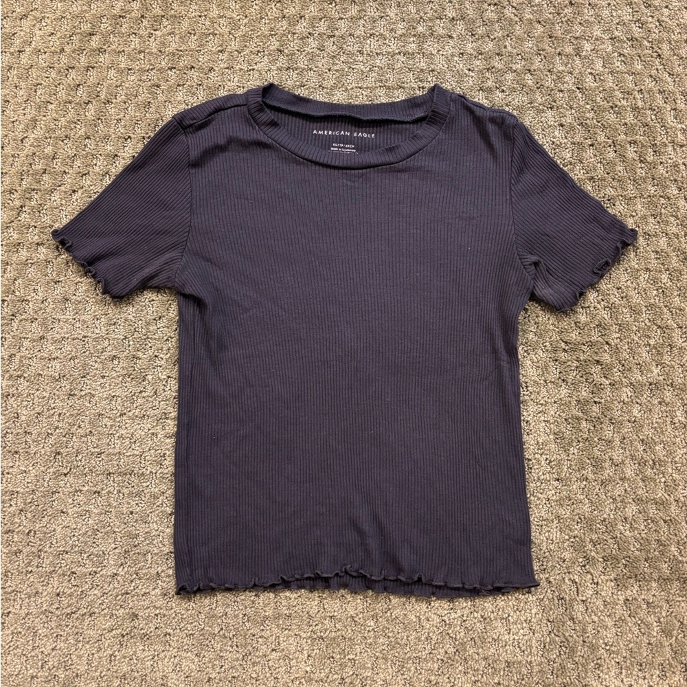 American Eagle Charcoal Ribbed Top